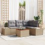 Conjunto de Sofá de Jardín de 5 Piezas con Cojines Beige de Poliratán Acacia by , Outdoor sofas - Ref: Foro24-3356621, Price:...