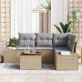 Conjunto de Sofá de Jardín de 5 Piezas con Cojines Beige de Poliratán Acacia by , Outdoor sofas - Ref: Foro24-3356621, Price:...