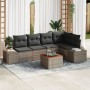 Conjunto de Sofá de Jardín de 6 Piezas con Cojines Gris de Poliratán Acacia de , Sofás de exterior - Ref: Foro24-3356627, Pre...