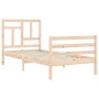 Bed frame with solid wood headboard 90x200 cm by vidaXL, Beds and slatted bases - Ref: Foro24-3194946, Price: 89,81 €, Discou...