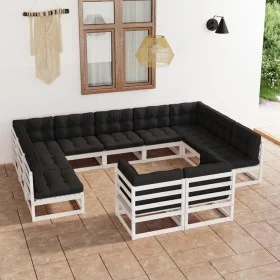 11-piece garden furniture set with white pine wood cushions by vidaXL, Garden sets - Ref: Foro24-3077265, Price: 1,00 €, Disc...