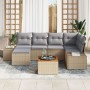 Conjunto de Sofá de Jardín de 7 Piezas con Cojines Beige de Poliratán Acacia by , Outdoor sofas - Ref: Foro24-3356649, Price:...