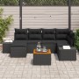 Conjunto de Sofá de Jardín de 7 Piezas con Cojines Negro Poliratán Acacia von , Outdoor-Sofas - Ref: Foro24-3356651, Preis: 4...
