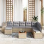 Conjunto de Sofá de Jardín de 9 Piezas con Cojines Beige Poliratán Acacia by , Outdoor sofas - Ref: Foro24-3356663, Price: 60...