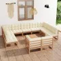 Set de muebles de jardín 12 pzs cojines madera pino marrón miel de vidaXL, Conjuntos de jardín - Ref: Foro24-3077272, Precio:...