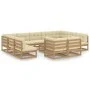 Set de muebles de jardín 12 pzs cojines madera pino marrón miel de vidaXL, Conjuntos de jardín - Ref: Foro24-3077272, Precio:...