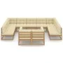 Set de muebles de jardín 12 pzs cojines madera pino marrón miel de vidaXL, Conjuntos de jardín - Ref: Foro24-3077272, Precio:...