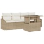 Juego de Sofá de Jardín Conjunto de 5 Beige Ratán, Tejido de Cojín by , Outdoor sofas - Ref: Foro24-3357644, Price: 436,91 €,...
