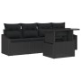 Conjunto de Sofá de Jardín de 5 Piezas con Cojines Ratán Poli Negro de , Sofás de exterior - Ref: Foro24-3357646, Precio: 397...