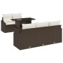 Juego de Sofá de Jardín Set de 6 Marrón Poliratán, Tela by , Outdoor sofas - Ref: Foro24-3357651, Price: 533,25 €, Discount: %