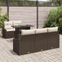 Juego de Sofá de Jardín Set de 6 Marrón Poliratán, Tela by , Outdoor sofas - Ref: Foro24-3357651, Price: 533,25 €, Discount: %