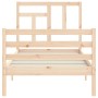 Bed frame with solid wood headboard 90x200 cm by vidaXL, Beds and slatted bases - Ref: Foro24-3194946, Price: 89,81 €, Discou...