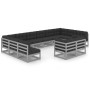 Gartenmöbelset 12-tlg. mit Kissen graues Kiefernholz von vidaXL, Gartensets - Ref: Foro24-3077276, Preis: 1,00 €, Rabatt: %