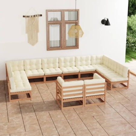 Garden furniture set 12 pieces honey brown pine wood cushions by vidaXL, Garden sets - Ref: Foro24-3077277, Price: 1,00 €, Di...