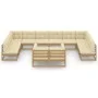 Set de muebles de jardín 12 pzs cojines madera pino marrón miel de vidaXL, Conjuntos de jardín - Ref: Foro24-3077277, Precio:...