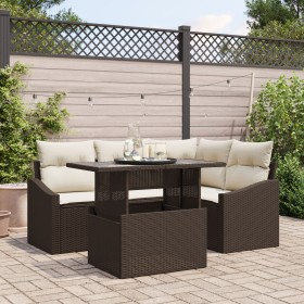 Conjunto de Sofá de Jardín Juego de 5 Marrón Ratán by , Outdoor sofas - Ref: Foro24-3357731, Price: 422,74 €, Discount: %