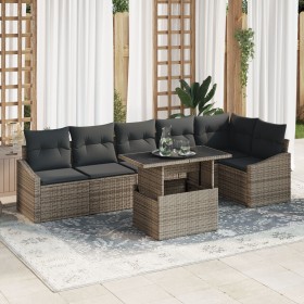 Set de Sofá de Jardín de 7 Piezas con Cojines Gris Ratán Poliéster by , Outdoor sofas - Ref: Foro24-3357752, Price: 513,29 €,...