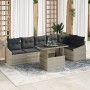 Conjunto de Sofás de Jardín de 7 Piezas con Cojines en Ratán Poliéster Gris Claro by , Outdoor sofas - Ref: Foro24-3357755, P...