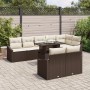 Juego de Sofá de Jardín 9 Piezas Marrón y Crema Ratán y Tela von , Outdoor-Sofas - Ref: Foro24-3357761, Preis: 698,29 €, Raba...
