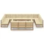 Set de muebles de jardín 14 pzs cojines madera pino marrón miel de vidaXL, Conjuntos de jardín - Ref: Foro24-3077292, Precio:...