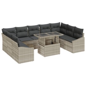 Conjunto de sofá de jardín Set de 10 Beige, gris oscuro