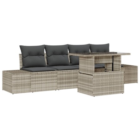 Juego de Sofá de Jardín Set de 5 Beige Poliratán, Poliéster von , Outdoor-Sofas - Ref: Foro24-3357825, Preis: 432,03 €, Rabat...