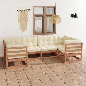 Gartenmöbel Set 6 Stück Kissen Honig braun Kiefer Holz von vidaXL, Gartensets - Ref: Foro24-3077297, Preis: 662,37 €, Rabatt: %