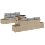Set de Sofá de Jardín 7 Piezas Beige, Gris Ratán, Poliéster de , Sofás de exterior - Ref: Foro24-3357843, Precio: 649,93 €, D...