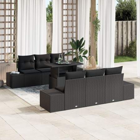 Juego de Sofá de Jardín de 7 Piezas con Cojines de Poliratán Negro by , Outdoor sofas - Ref: Foro24-3357846, Price: 621,93 €,...