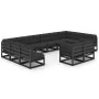 Set de muebles de jardín 12 pzas con cojines madera pino negro de vidaXL, Conjuntos de jardín - Ref: Foro24-3077278, Precio: ...