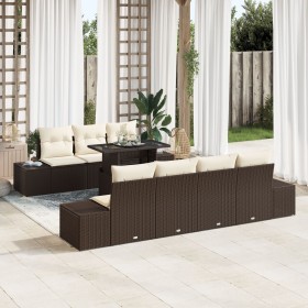 Juego de Sofá de Jardín Set de 8 Marrón, Crema Ratán, Poliéster by , Outdoor sofas - Ref: Foro24-3357861, Price: 671,10 €, Di...