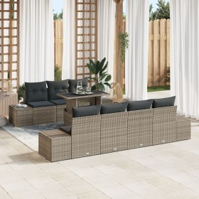 Conjunto de Sofá de Jardín 8 Piezas Gris, Ratán Oscuro by , Outdoor sofas - Ref: Foro24-3357862, Price: 654,26 €, Discount: %