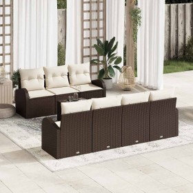 Conjunto de sofá de jardín 8 pcs Marrón 55 x 55 x 37 cm