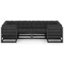 6-teiliges Gartenmöbel-Set mit Kissen aus schwarzem Kiefernholz von vidaXL, Gartensets - Ref: Foro24-3077298, Preis: 687,97 €...