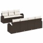 Conjunto de sofá de jardín 8 pcs Marrón 55 x 55 x 37 cm