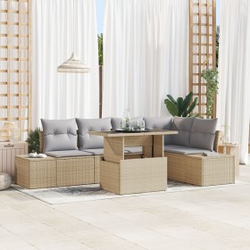 Set de Sofá de Jardín 6 Piezas Beige, Gris Ratán, Poliéster by , Outdoor sofas - Ref: Foro24-3357923, Price: 504,16 €, Discou...