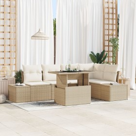 Conjunto de sofá de jardín de 6 piezas con cojines beige de ratán poliéster by , Outdoor sofas - Ref: Foro24-3357924, Price: ...