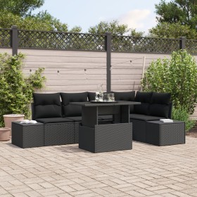 Juego de Sofá de Jardín Set de 6 Negro Poliratán, Poliéster, Acero by , Outdoor sofas - Ref: Foro24-3357926, Price: 488,09 €,...