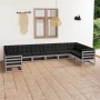 10-teiliges Gartenmöbel-Set mit Kissen aus grauem Kiefernholz von vidaXL, Gartensets - Ref: Foro24-3077321, Preis: 970,32 €, ...