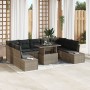 Juego de Sofá de Jardín de 10 Piezas con Cojines Gris Ratán Poliéster by , Outdoor sofas - Ref: Foro24-3357982, Price: 715,53...
