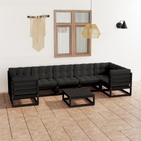 8-piece garden furniture set with black pine wood cushions by vidaXL, Garden sets - Ref: Foro24-3077313, Price: 904,64 €, Dis...