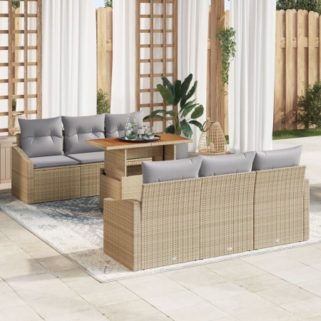 Juego de 5 Beige y Gris Ratán y Poliéster Mediano von , Outdoor-Sofas - Ref: Foro24-3358520, Preis: 578,34 €, Rabatt: %