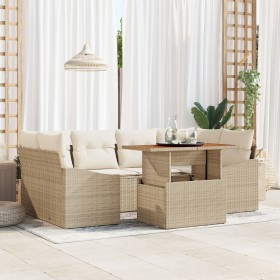 Juego de Sofás de Jardín de 7 Piezas con Cojines Beige de Poliratán de , Sofás de exterior - Ref: Foro24-3358528, Precio: 564...