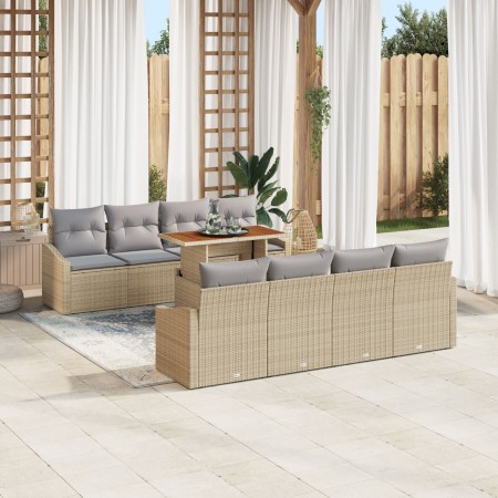 Conjunto de Sofás de Jardín de 7 Piezas con Cojines Beige de Ratán Polivalente by , Outdoor sofas - Ref: Foro24-3358548, Pric...