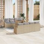 Conjunto de Sofás de Jardín de 7 Piezas con Cojines Beige de Ratán Polivalente by , Outdoor sofas - Ref: Foro24-3358548, Pric...