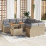 Conjunto de Sofás de Jardín de 9 Piezas con Cojines Beige Ratan Sintético by , Outdoor sofas - Ref: Foro24-3358555, Price: 66...