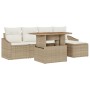 Conjunto de Sofás de Jardín de 6 Piezas con Cojines Beige Ratán Sintético de , Sofás de exterior - Ref: Foro24-3358563, Preci...