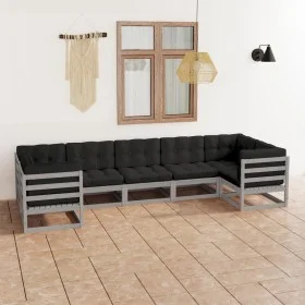 7-piece garden furniture set with gray pine wood cushions by vidaXL, Garden sets - Ref: Foro24-3077306, Price: 636,98 €, Disc...