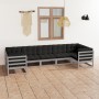 7-piece garden furniture set with gray pine wood cushions by vidaXL, Garden sets - Ref: Foro24-3077306, Price: 645,93 €, Disc...
