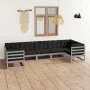 7-piece garden furniture set with gray pine wood cushions by vidaXL, Garden sets - Ref: Foro24-3077306, Price: 636,98 €, Disc...